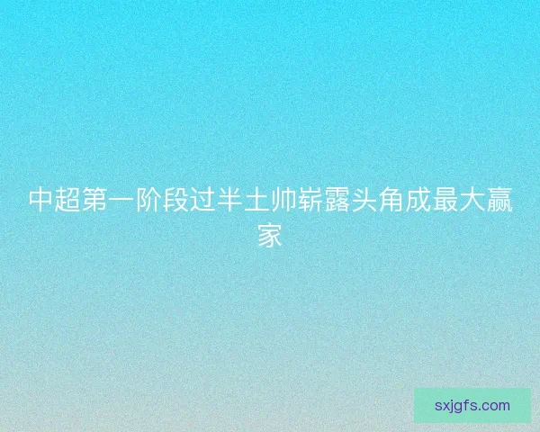 中超第一阶段过半土帅崭露头角成最大赢家